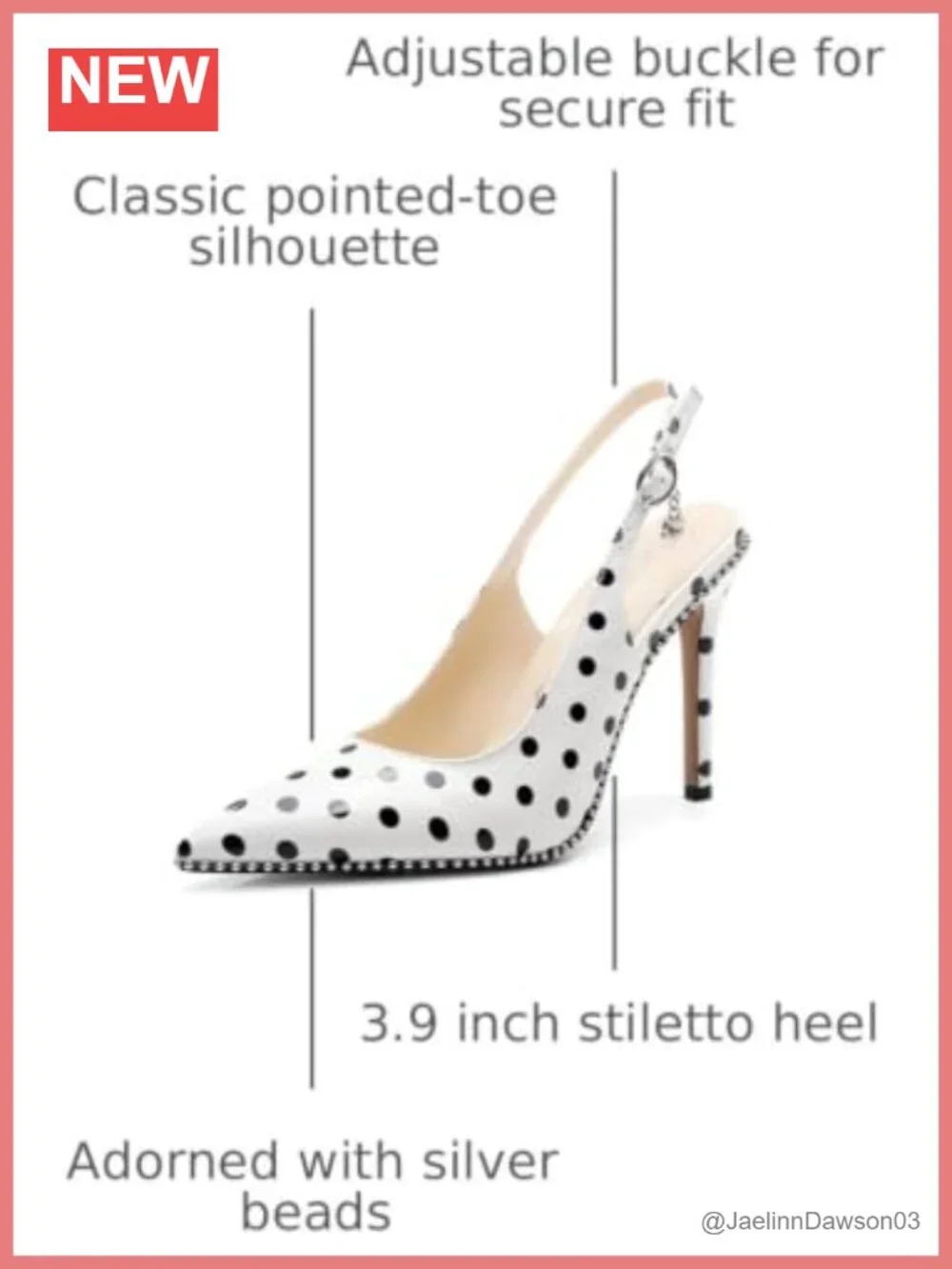 Beaded Slingback Pumps Women High Stiletto Heel Pointed Toe Slip-on Dress